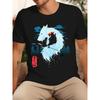 T-shirt Grafica Anime Principessa Mononoke Y2K da Uomo - Maglietta Manga Giapponese Nera con Accenti Rossi, Manica Corta Girocollo per Fan di Anime,