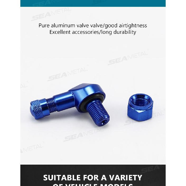 SEAMETAL 2PCS Universal Motorcycle Wheel Tire Valves Stem Cap Air Tire Cover 90 Degree CNC Aluminum Alloy Tubeless Valve Stems Valve Stems 1