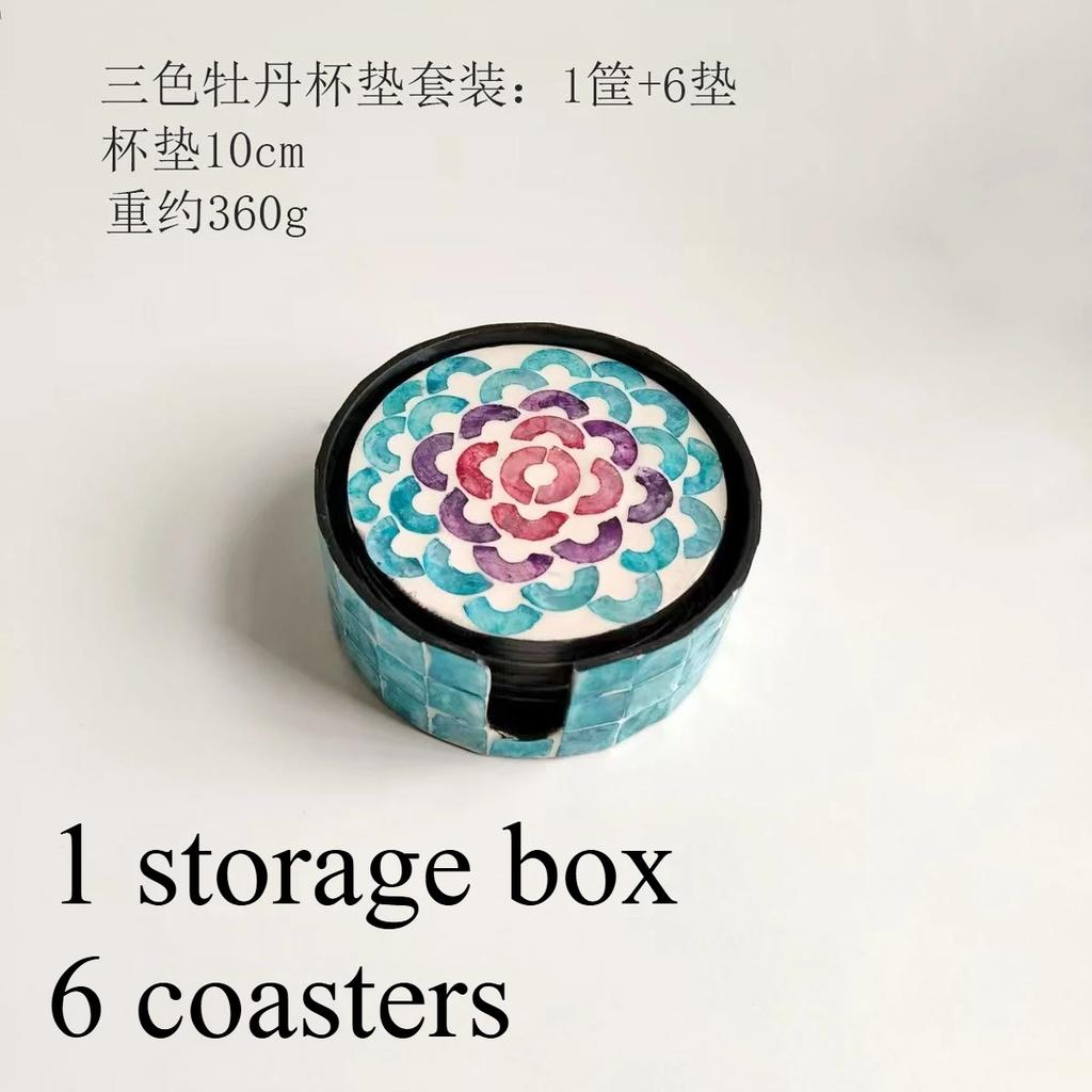 Handmade Shell Coaster Set Creative Colorful Insulation Placemat Light Luxury Natural Shell Tea Coaster Home Desktop Decoration