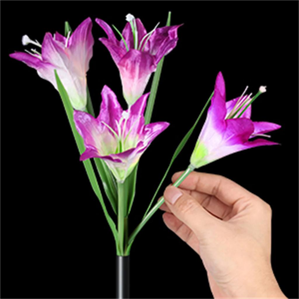 Solar Lily Flower Lights Outdoor Waterproof LED Landscape Lamps for Path Yard Wedding Holiday Garden Decoration Flowers Lamp