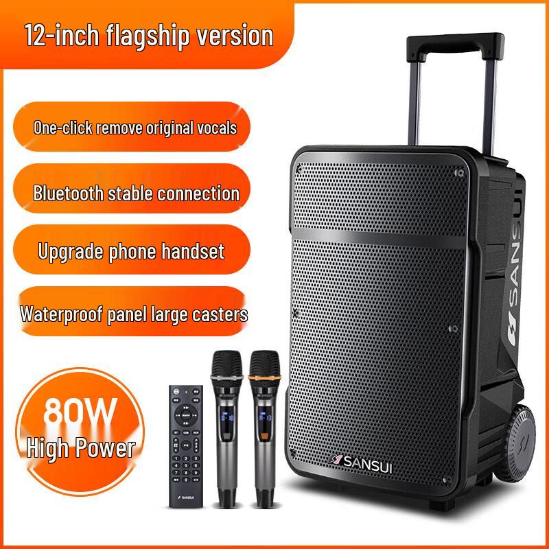 SANSUI A12 Portable Outdoor Karaoke Trolley Speaker CN Plug (adapter Included)