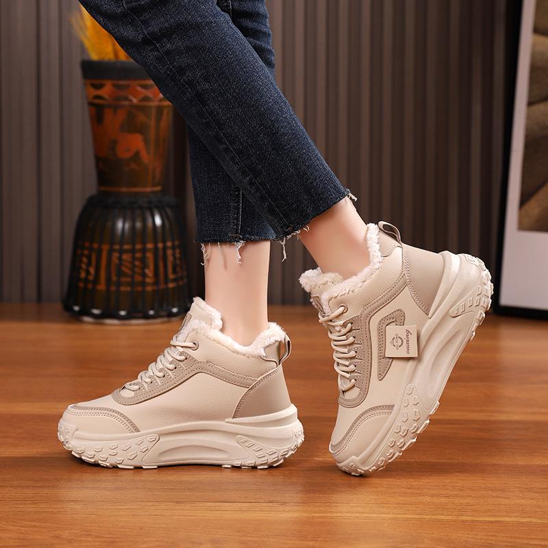 "Women's High-Top Thick-Soled Winter Sports Sneakers - Velvet & Cotton Lined (2025 HX-Q039)"
