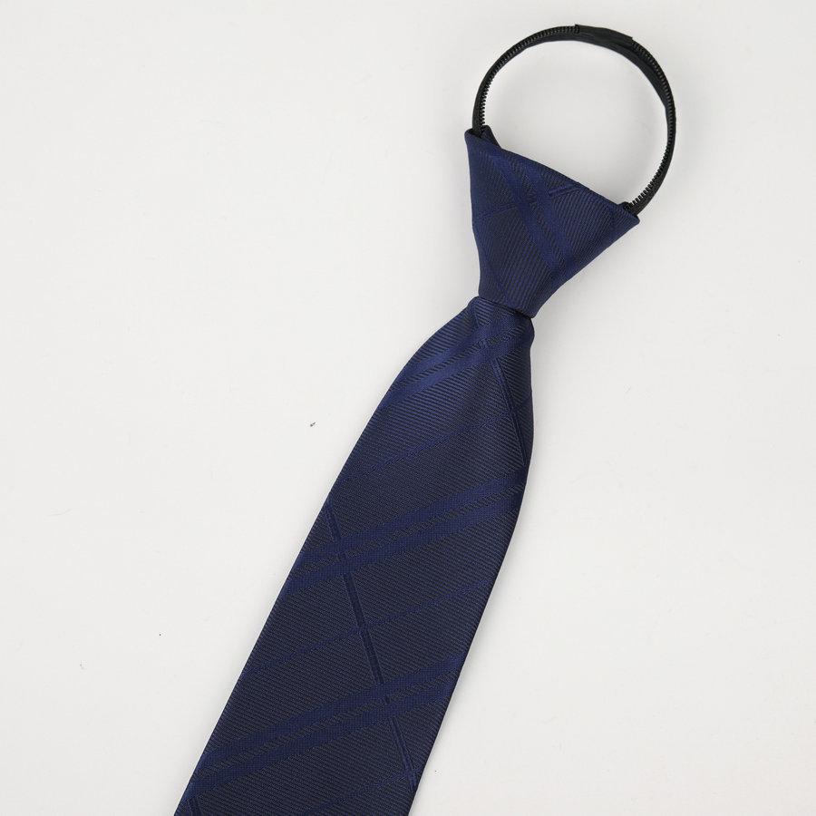 Men's No-Iron Zipper Striped Formal Tie with Logo, 8cm