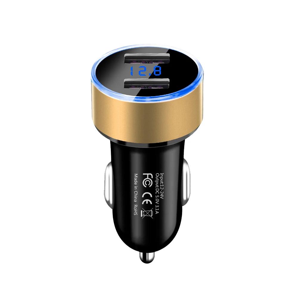 3.1A Dual Usb Car Charger 2 Ports Lcd Display 12V Car Cigarette Socket Lighter Car Phone Charger for Iphone 13 14 Pro Samsung