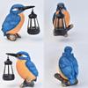 Statues d'oiseaux pour l'extérieur Sculpture de Martin-pêcheur Bleu en Résine avec Lanterne Solaire Figurine d'oiseau d'extérieur Lumineuse pour Patio Pelouse Chemin