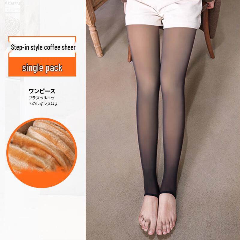 LangSha Fleece-Lined Faux Sheer Stirrup Tights