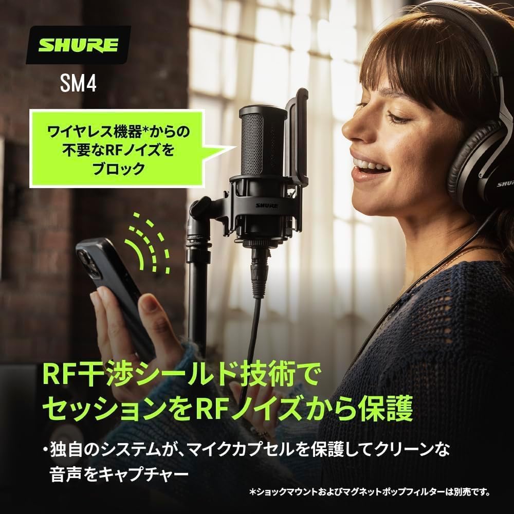 SHURE Sure SM4 Home Recording Microphone SM4-K: Condenser Microphone XLR Unidirectional Professio...
