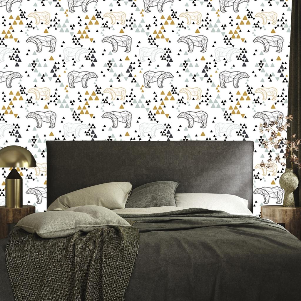 Geometric bears wallpaper for living room and bedroom 50x1000