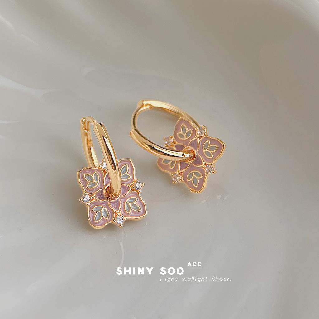 Эмалевые капли глазури, слегка инкрустированные цирконами, Guochao, новые китайские, литературные и ретро, серьги с узором