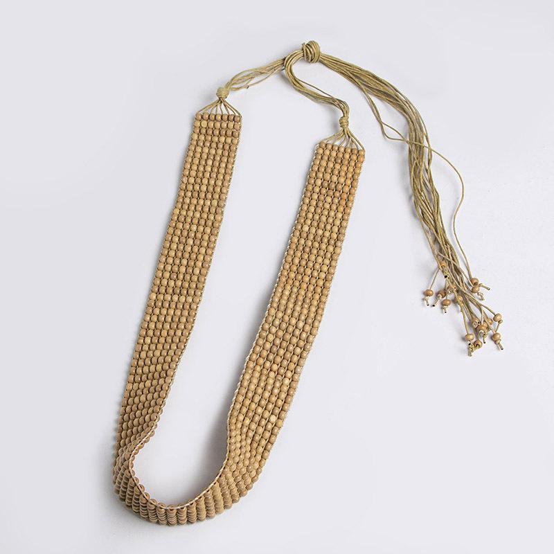 

Boho Belt, Wooden Beads, Natural Style Cotton and Linen Clothing Belt, Ethnic Style Vacation, Spring and Summer Women s Waist Rope