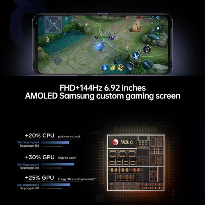 Čínská ROM Lenovo Legion Y90 5G Herní Smartphone 6,92 palcový 144Hz AMOLED Snapdragon 8 Gen 1 Osmijádrový 64MP+13MP Android 12 NFC