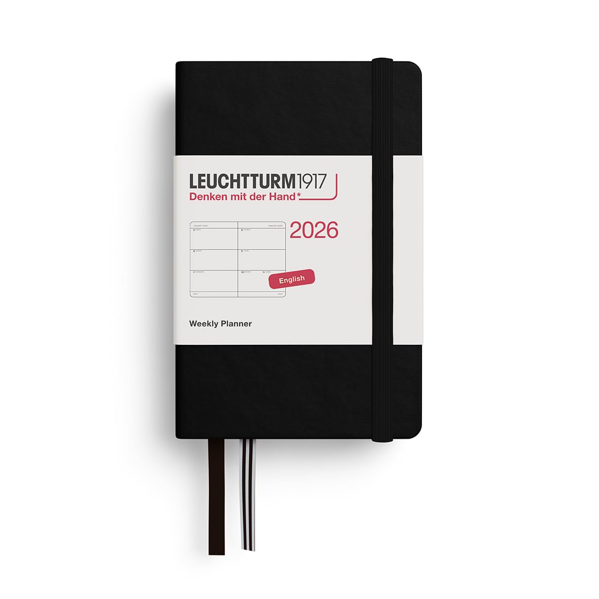 

Leuchtturm 2026 January A7 Weekly Officially Imported Planner, Start, Horizontal, Black, 372730, чёрный
