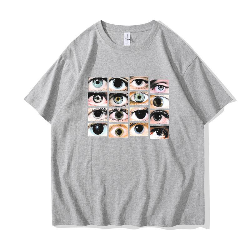 Augenmuster, personalisiertes Rundhals-T-Shirt im Harajuku-Stil, 2D-Druck, Unisex-T-Shirts für Herren und Damen