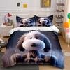 Fluffy Cartoon Dog Design Bedding Duvet Cover Set (1*Duvet Cover 2*Pillowcases, Without Duvet Insert)