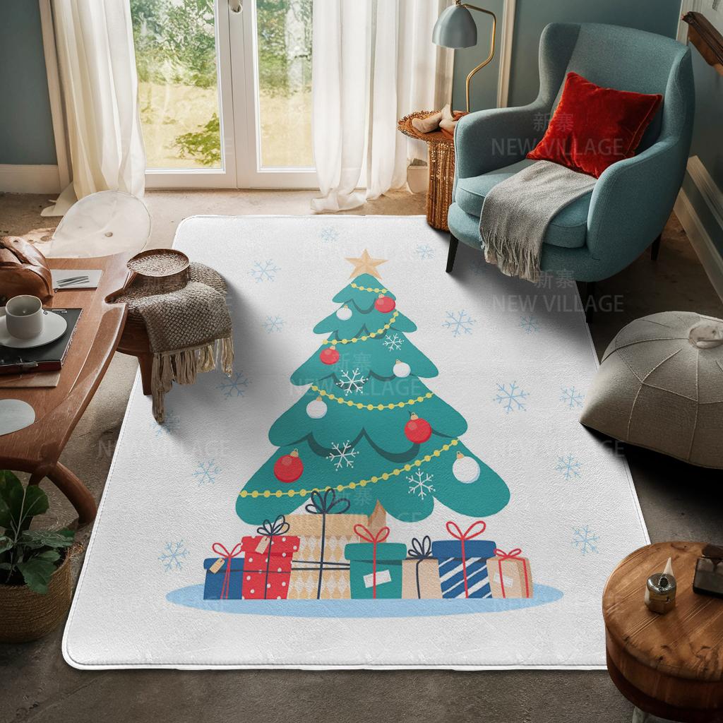 House Entrance Carpet Home Door Mat Living Room Bath Foot Bathroom Non-slip Water Absorption Rugs Bath Merry Christmas Winter