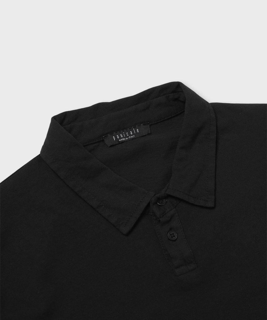 PANICALE Slim Fit Cotton Long Sleeve Polo Shirt [Black]