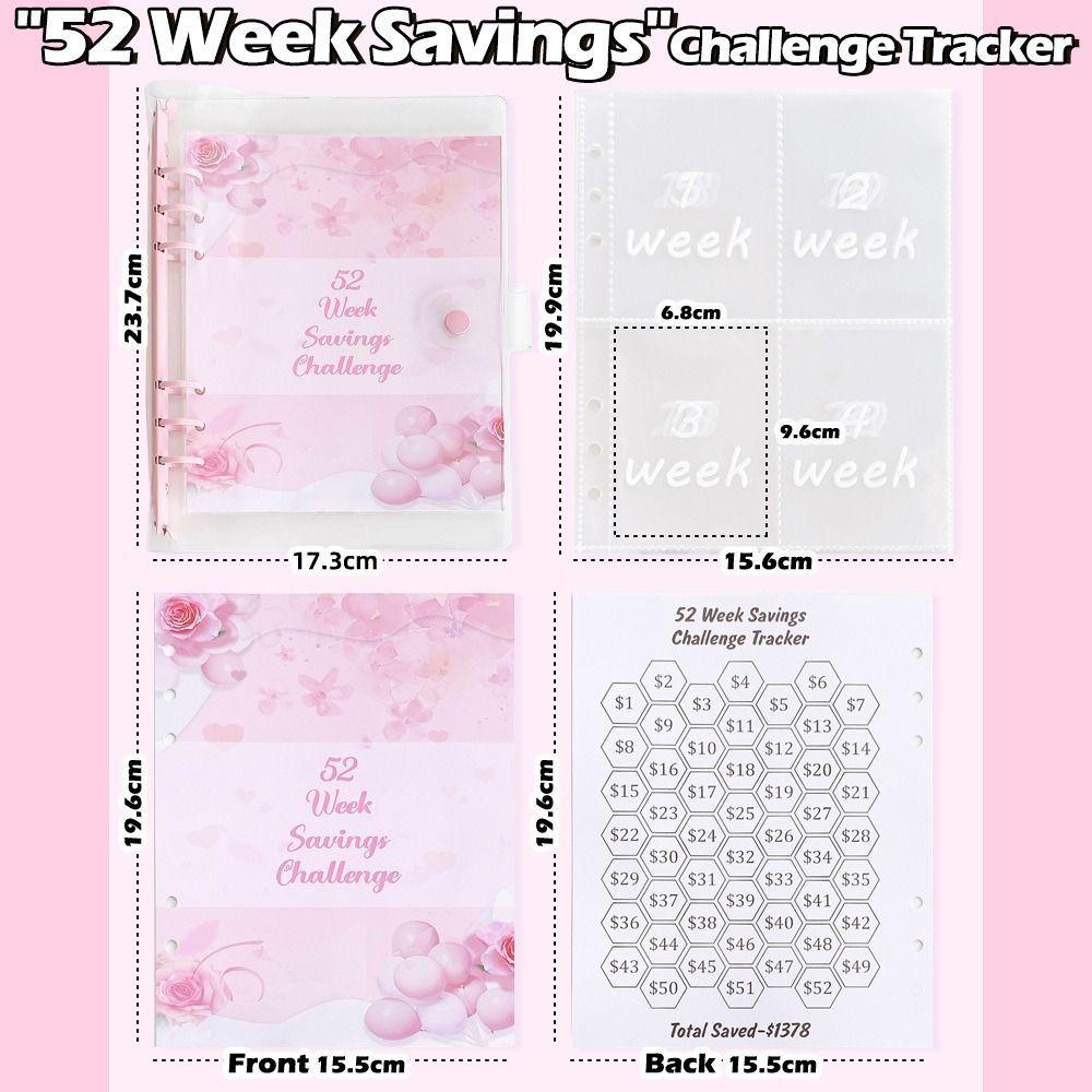 PVC Savings Challenge Binder A5 Notebook Binder Budget Binder 52 Weeks Envelope Binder Couple