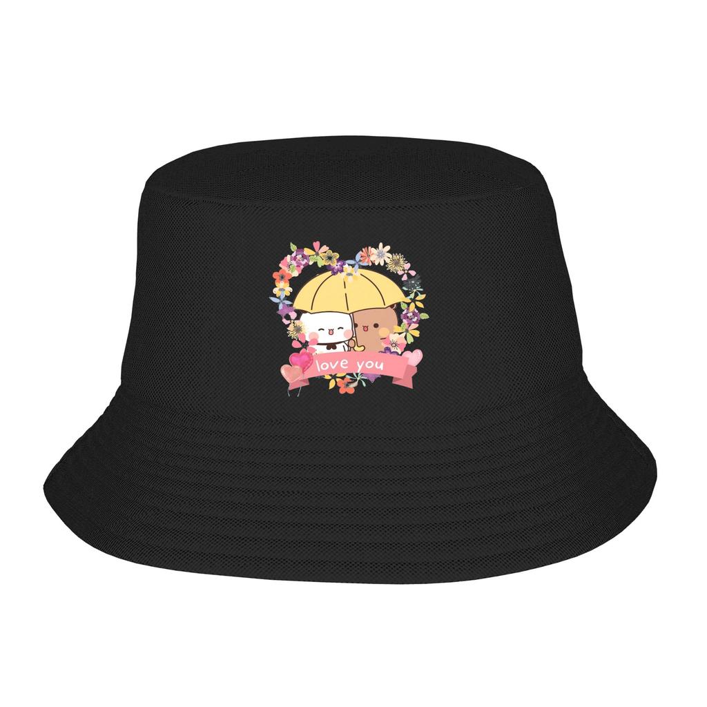 Street Panda Bear Couple Anime Cartoon  Bucket Hat Unisex Packable Outdoor Sports Bubu And Dudu Fishing Caps Travel Headwear Bob