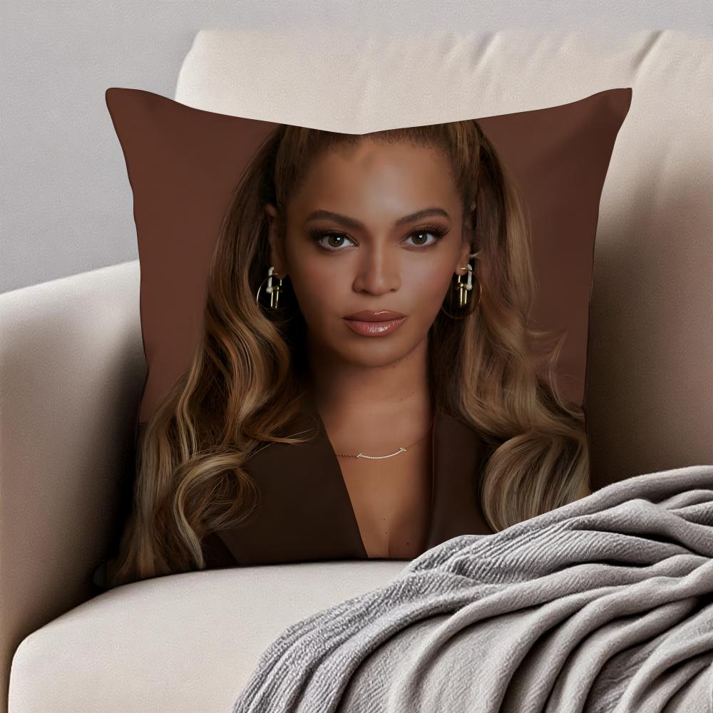 SINGER BBeyoncé Giselle Knowles Cushion Cover Pillowcase Antidustmite Invisible Zipper Short Plush Sofa Cushion