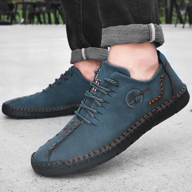 Men’s Moccasins Green Driving Shoes Wide Blue Flats Casual Shoes Plus Size Outdoor Summer Handmade Shoes