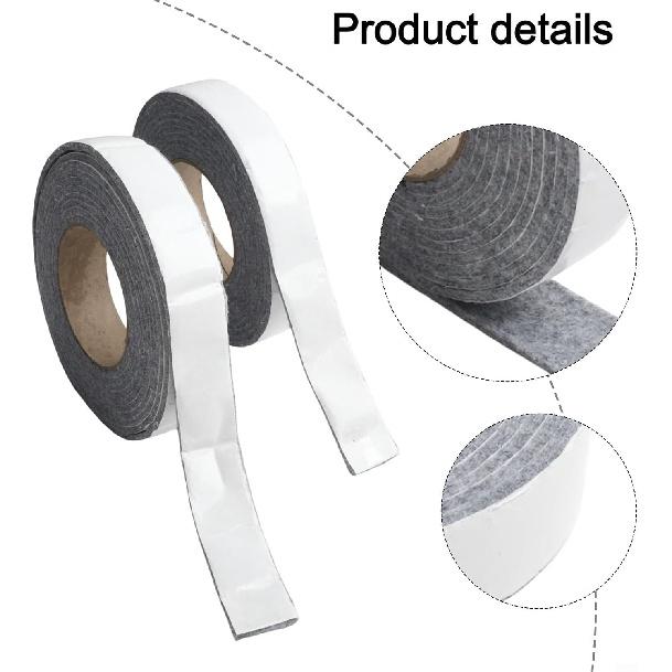 Thickened Weather Stripping 2 Strips 13 Feet, 3 Cm Wide Felt Cotton Tape Seal Tape for Window, Sliding Door Jamb, Speaker, Dashboard(Gray 3cm*400cm)