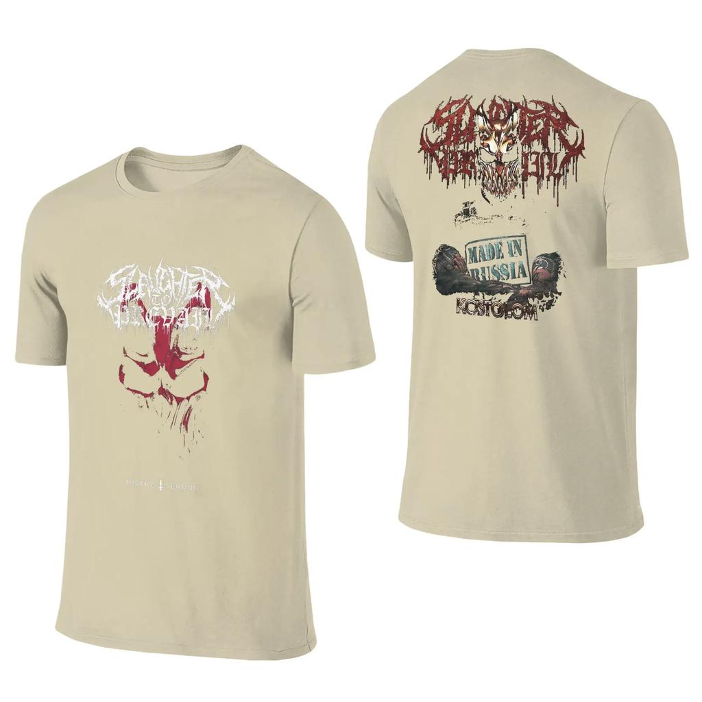 SLAUGHTER TO PREVAIL Band 100 Cotton TShirt for Men Beach Streetwear T Shirts O Neck Harajuku Tees Oversize Casual Clothing