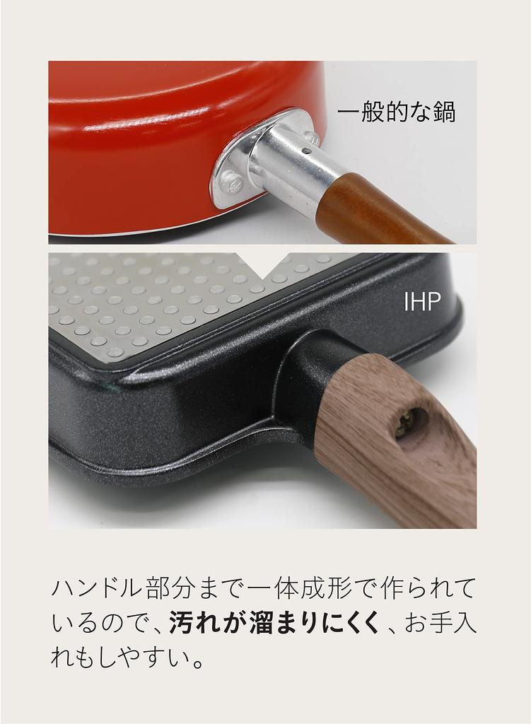 CB Japan Mini Tamagoyaki Frying Pan, 12x17cm, IH Compatible, Ceramic Coating, Wood-Look Handle, Black, MC Copan