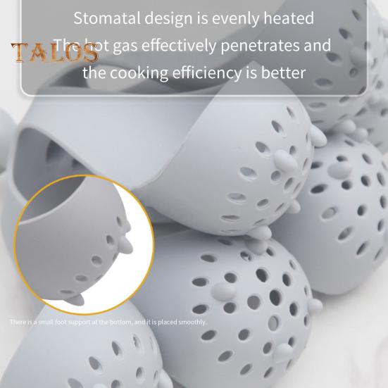 Bandeja de silicone para cozimento a vapor de ovos de 4/6 furos, resistente a altas temperaturas, para cozimento rápido, alça anti-escaldante, fácil de limpar, suporte para ovos