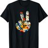 Elegant Silhouette Wildflowers Floral Peace Sign Hand T-Shirt(30)