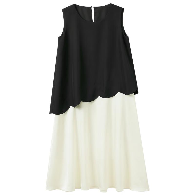 

Sancai 2026 Spring Round Neck Faux Two-Piece A-Line Vest Dress XL