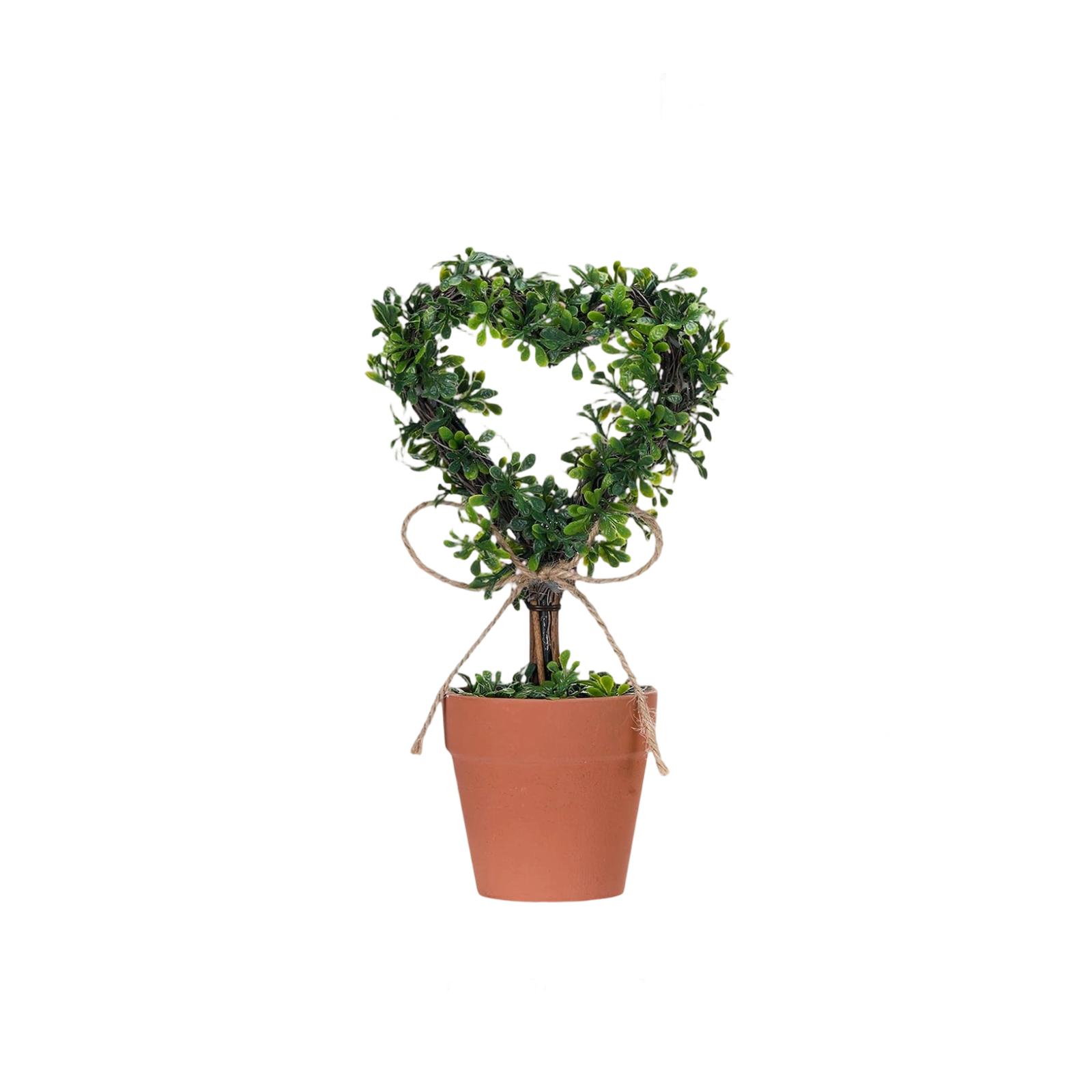 

8-inch Artificial Heart-shaped Potted Plant With A Pot, Small Simulated Tree, Perfect For Valentine s Day Decoration.
