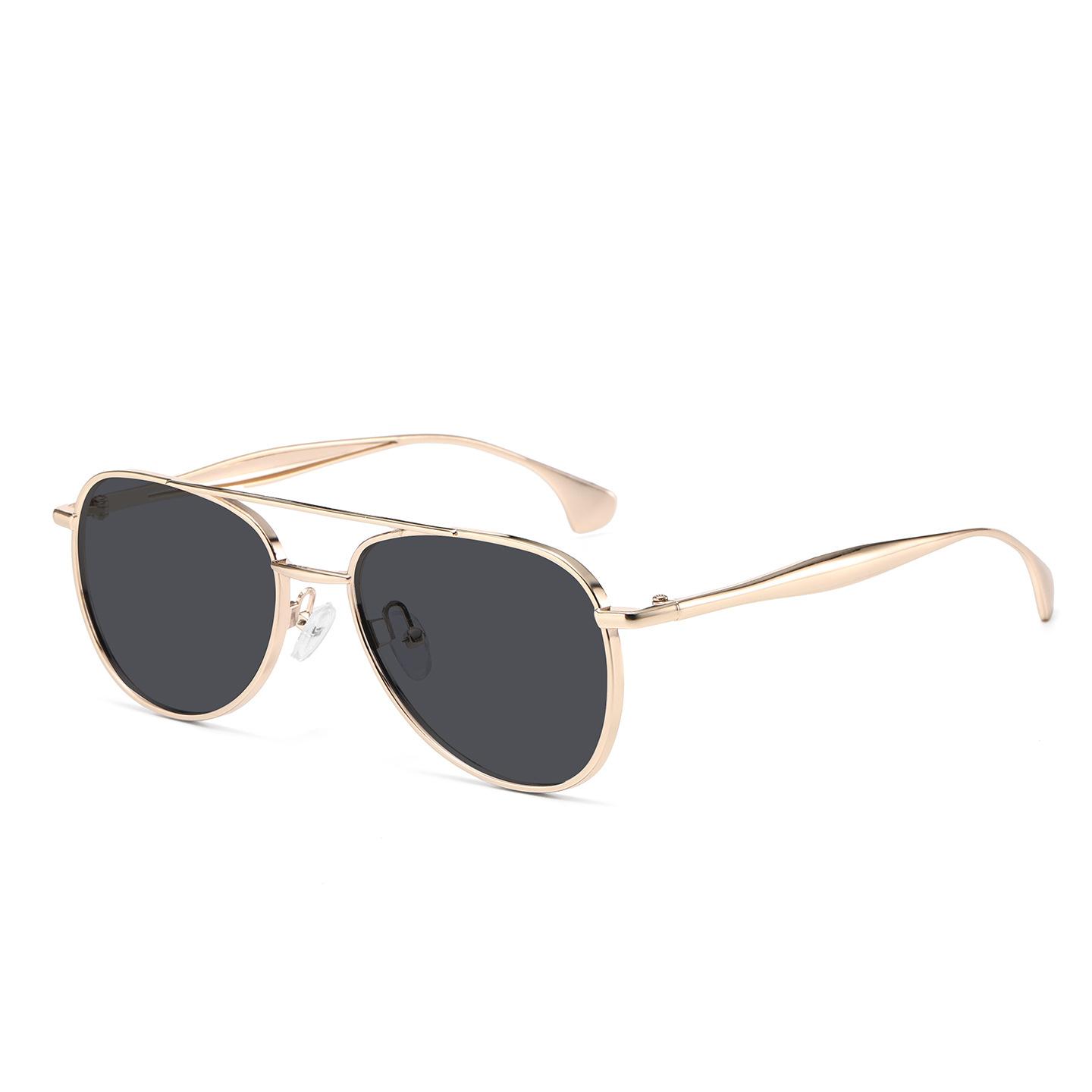 Double Beam Pilot Oval Metal Fashion Sunglasses Male Designer Style Sunglasses Female