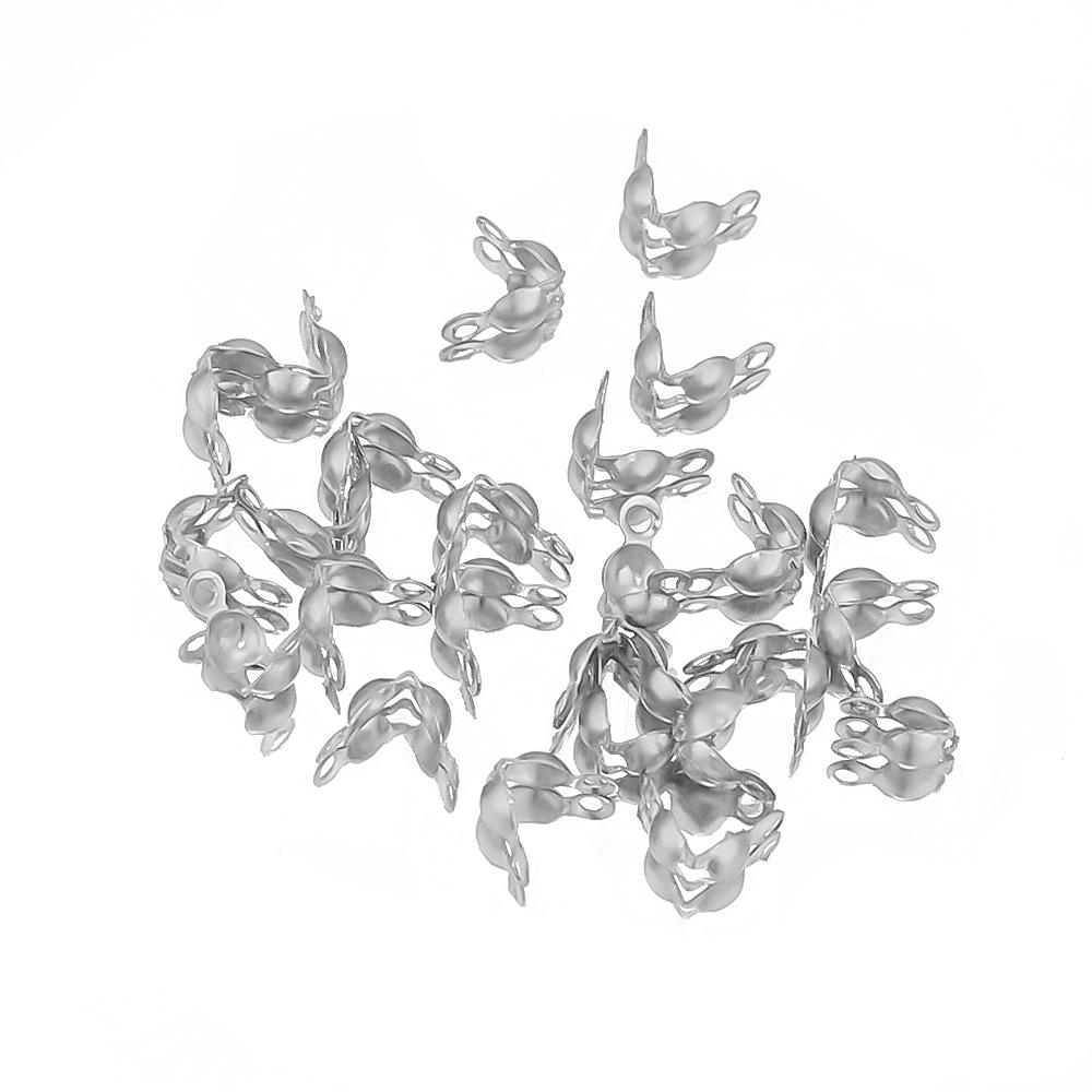 50-100pcs 18k Gold Stainless Steel Ball Chain Calotte Crimps Beads Connector End Clasp DIY Jewelry Necklace Bracelets Supplies