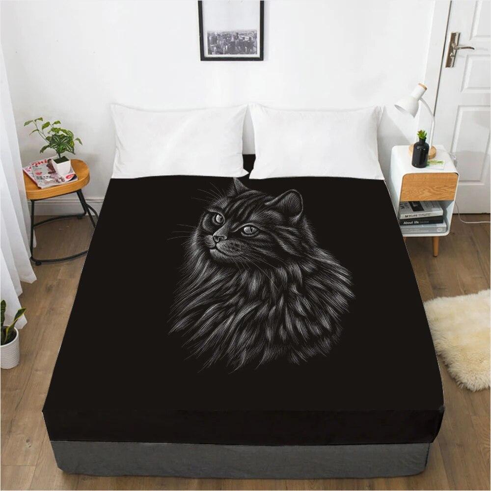 Mattress Cover Fitted Sheet With Elastic Band Bed Sheets Bedding Linens Queen King Size Bedsheet 90/150/160X200CM Black Horse