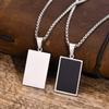 Men's Stylish Black Square Necklaces, Waterproof Stainless Steel Geometric Pendant Neck Collar Male Gift Jewelry