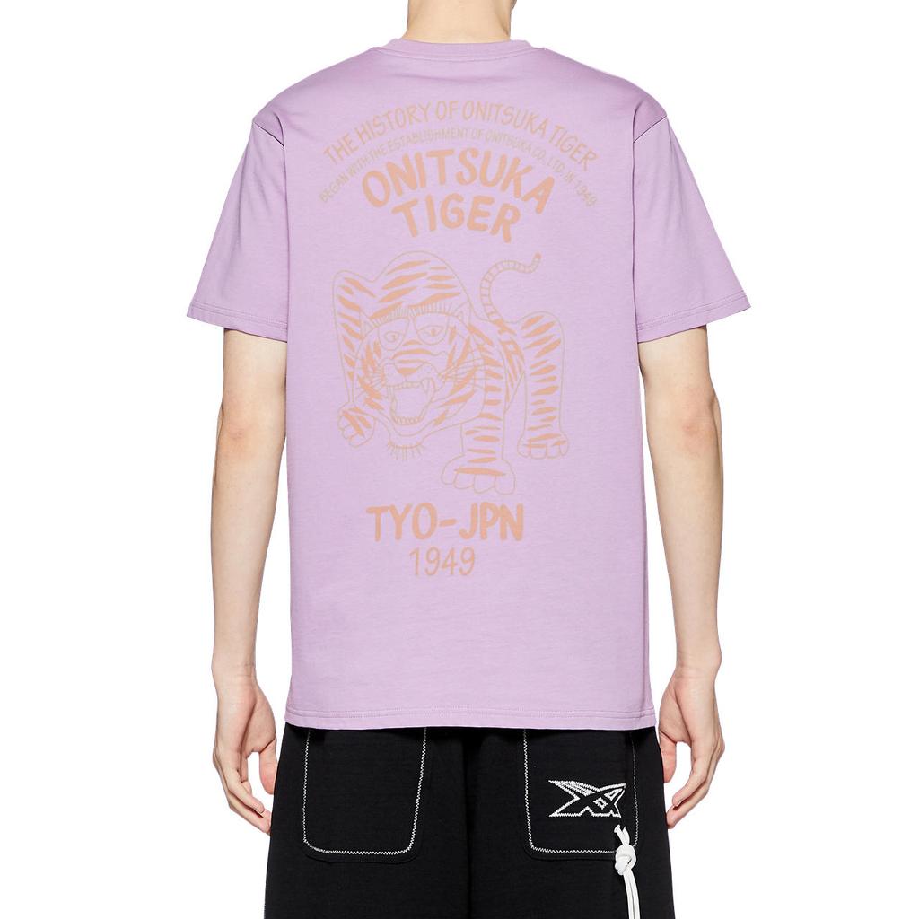 ONITSUKA TIGER Alphabet Embroidery Casual Short Sleeve T-Shirt Unisex Tops Violet 2183B150-400