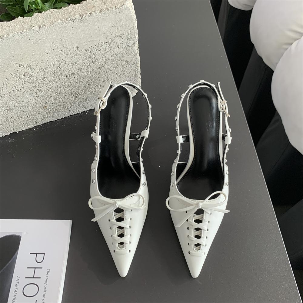 Women s Pointed Toe Thin Heel Open Back Thin Straps Spring Stylish Sandals - Perfect for Daily Wear 35 белый