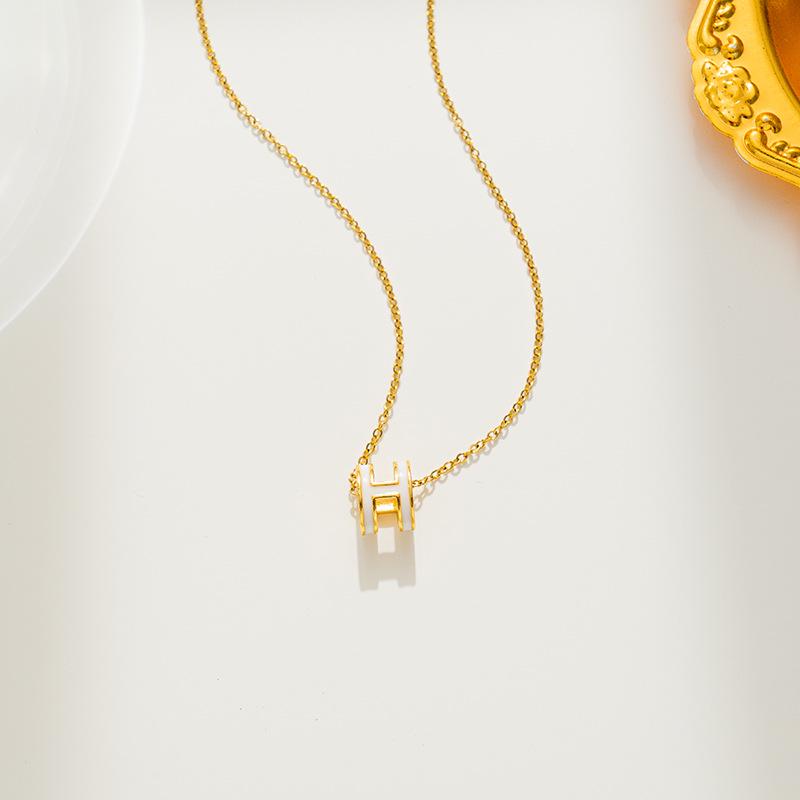 2022 Trendy Titanium Steel H Letter Necklace for Women - European and American Style, Versatile Fashion Clavicle Chain