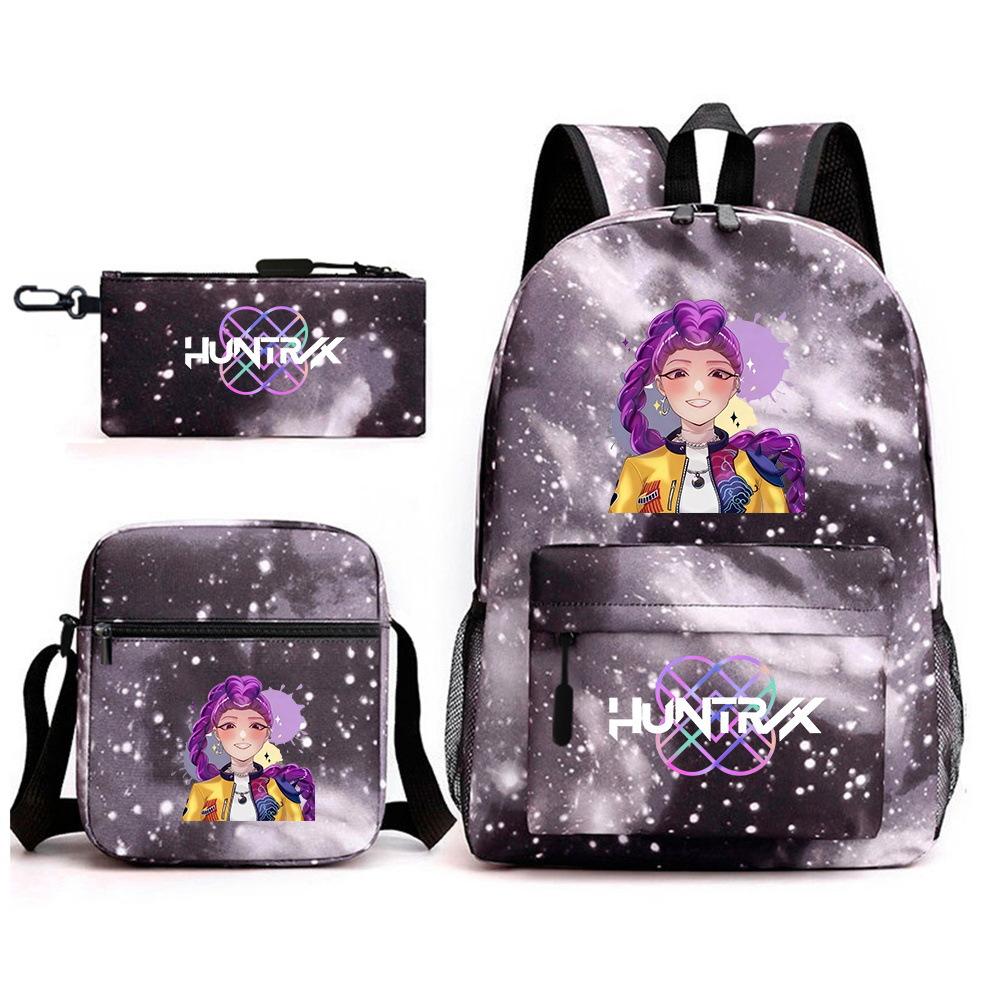Demon Hunter Girl Group Backpack Kpop Backpack Digital Color Printing Boys And Girls School Bag Shoulder Bag Three-Piece Set