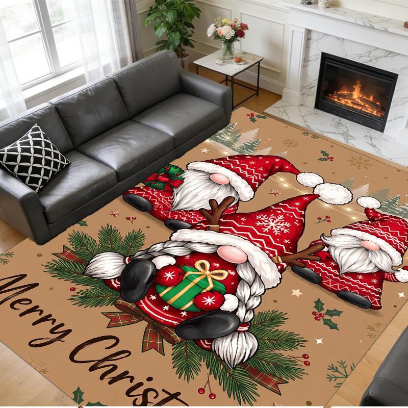 Christmas Printed Square Area Rug Soft Non Slip Floor Carpet For Bedroom Holiday Gift