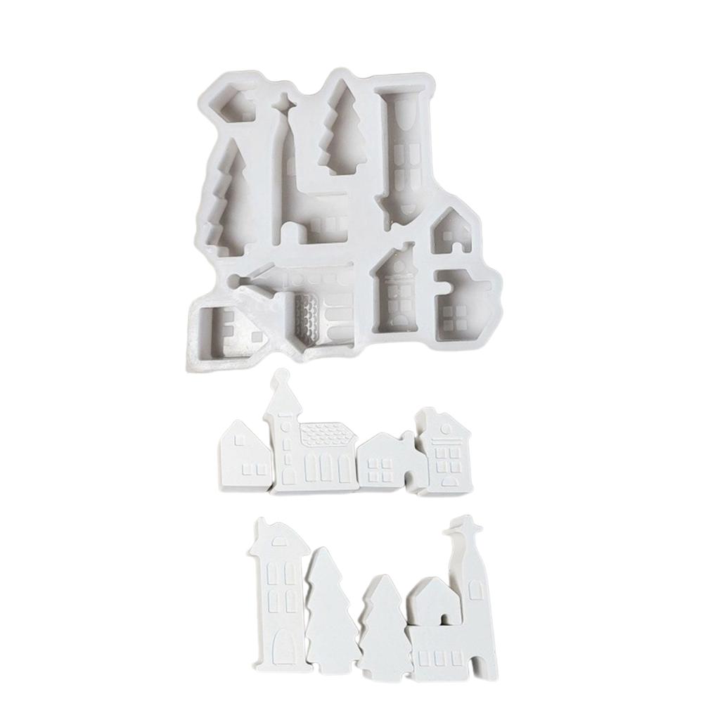 Artistic Silicone Mold Small House Shape Figurine Molds Silicone Texture for Festival Gifts and Engaging in Family Craft