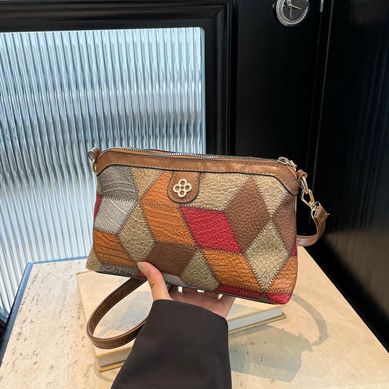 Ethnic Style Shoulder Bag Boho Vintage Splicing Color Shoulder Bag Phone Bags Versatile Commuter Bag Women Gifts