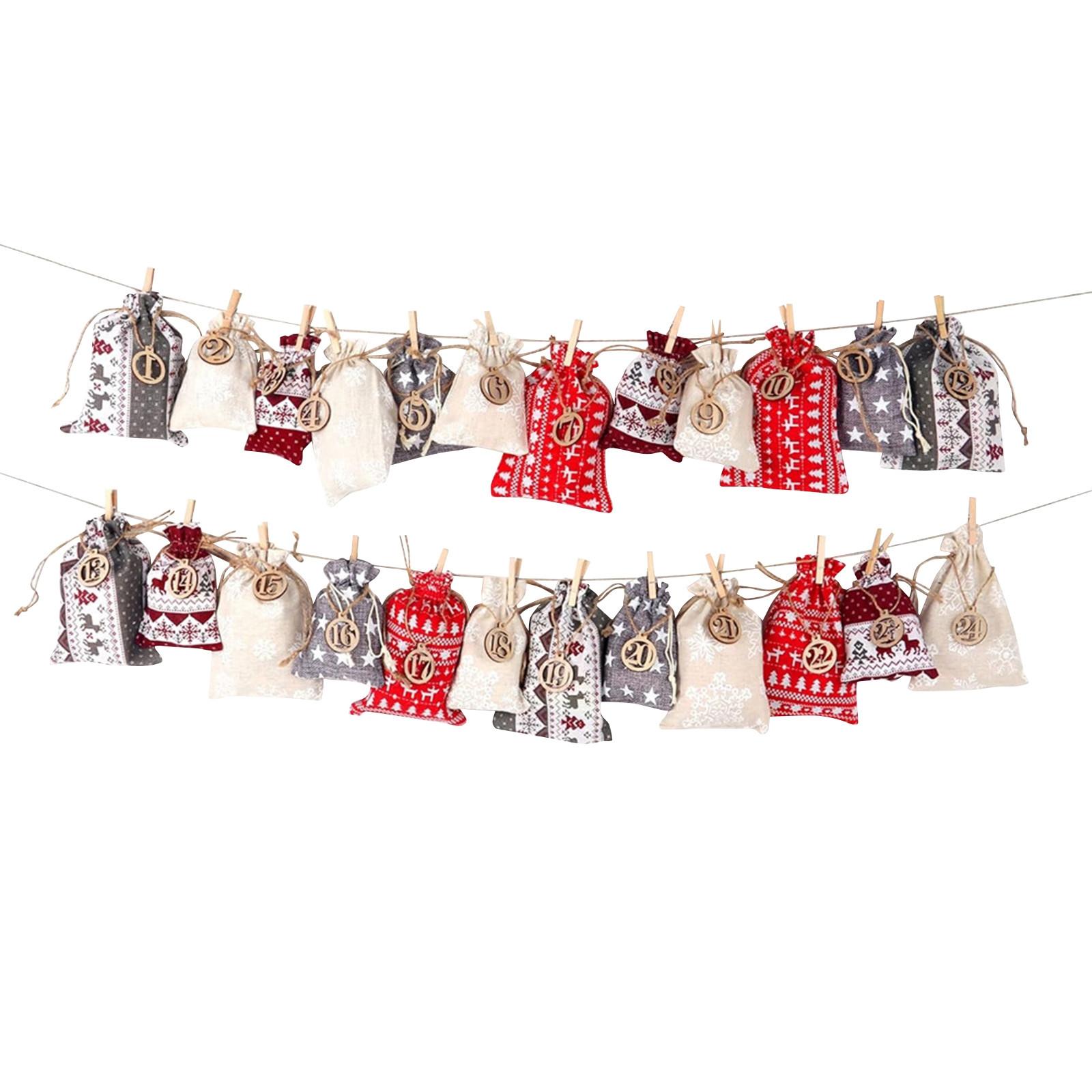 

Рождественский календарь прибытия 24 цифры сумка подарок на праздники красный