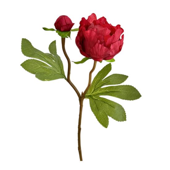 Real Touch Peony Bouquet 1 Bloom 1 Bud Artificial Peony Flower Faux Silk Floral Arrangement for Home Vase Wedding Centerpiece Party Decor