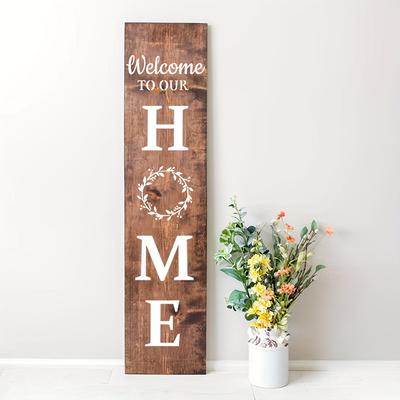 8Pcs Welcome To Our Home Vertical Stencil for Wood Painting Reusable Washable DIY Stencils Perfect for Crafts Projects and Gifts