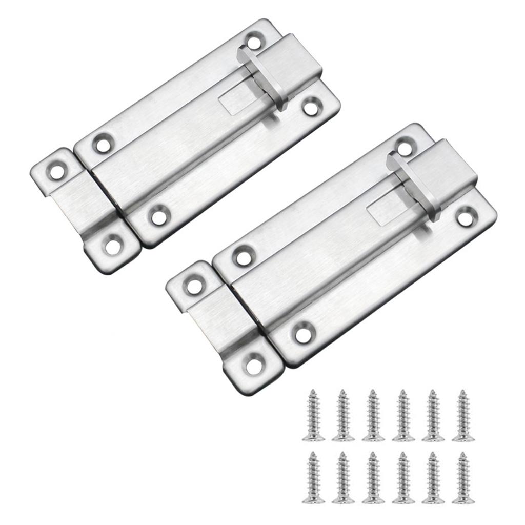 Stainless Steel Door Bolt Latch 3 Inch Manual Slide Lock with Screws Silver Finish 2 Pack