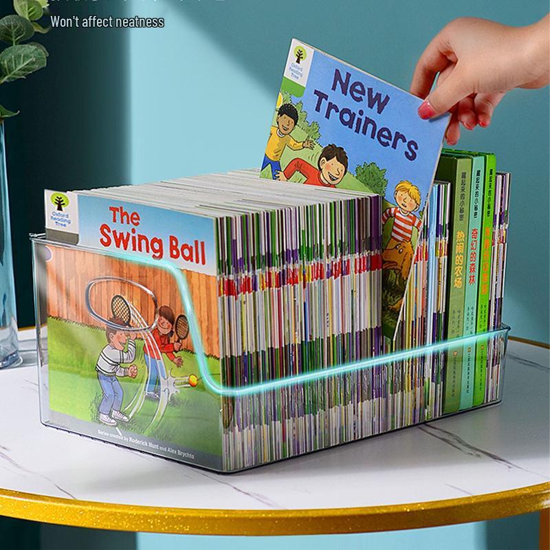 Transparent Student Book Organizer: Children's Picture Book Desk Shelf, A4 Storage Box, Desktop Bookcase Basket