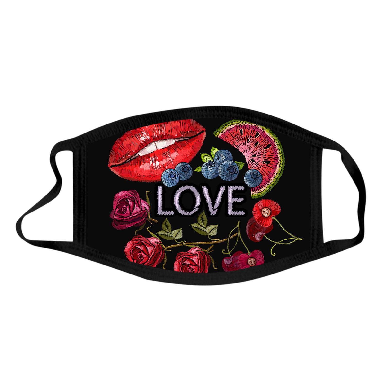 

Adult Mouth Flowers Printed for Face Mask Washable Earloop Mask Free Size