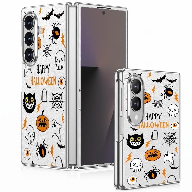 Halloween Ghost Pumpkin Case For Samsung Galaxy Z Fold 8 Ultra 7 6 5 4 Z Fold8 Fold7 Fold6 Fold5 Luxury Plating Leather Skin Phone Cover