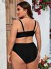 2026 Plus Size Women's Slimming Black Leopard Print Bikini Swimsuit